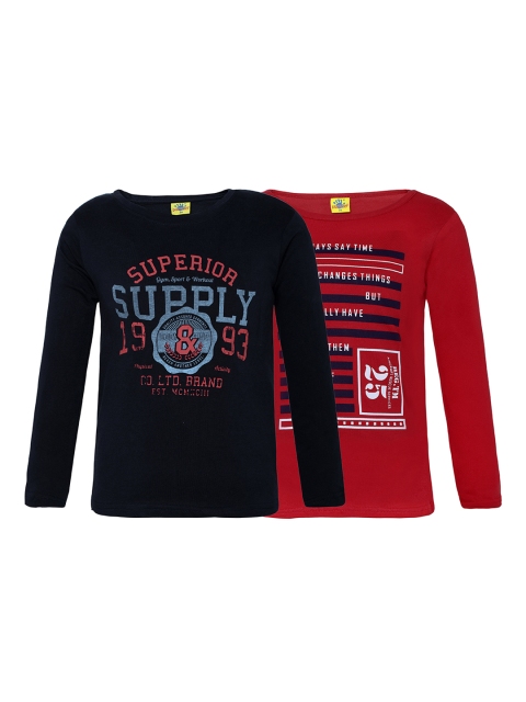 

Punkster Boys Pack Of 2 Printed Round Neck T-shirts, Navy blue