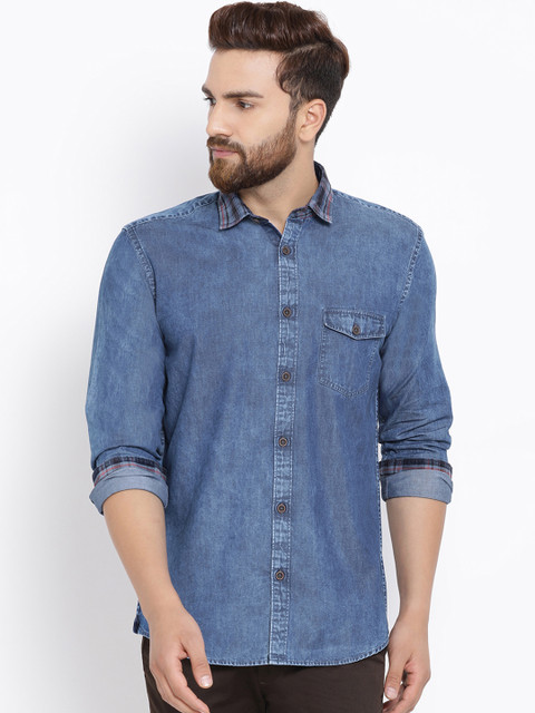 

Richlook Men Blue Slim Fit Faded Casual Shirt