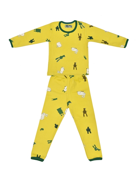 

Kiwi Kids Yellow Printed Night Suit
