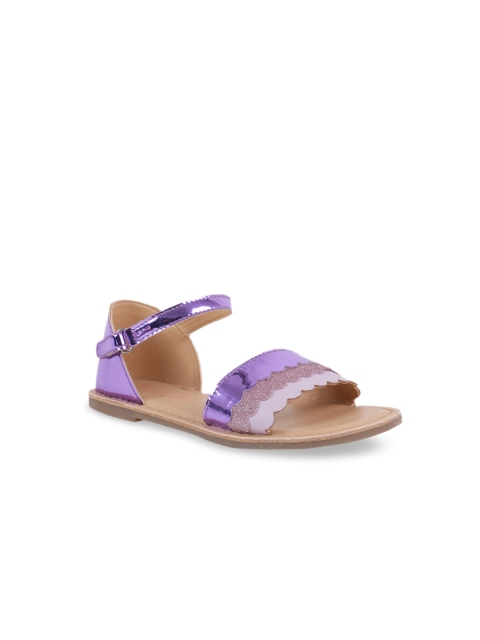

Aria Nica Girls Purple Embellished Leather Open Toe Flats