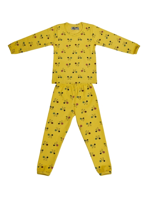 

Kiwi Unisex Yellow & Black Printed Night suit