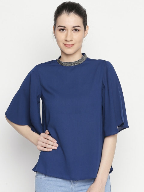 

Forever Glam by Pantaloons Women Navy Blue Solid A-Line Top