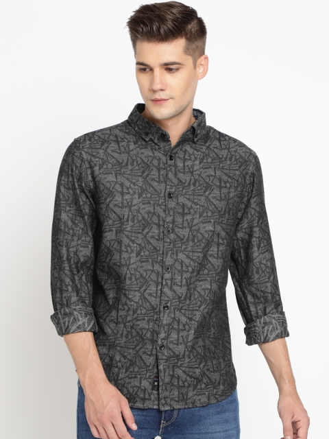 

TED HARBOR Men Grey Slim Fit Printed Casual Shirt