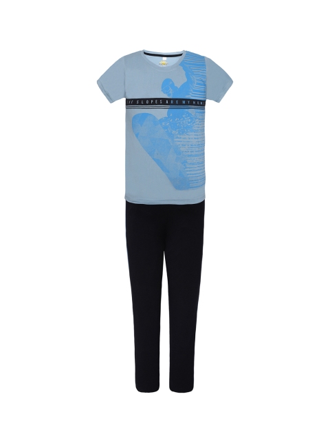 

Punkster Boys Blue & Black Printed Night Suit