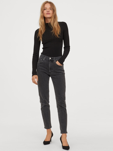 

H&M Women Grey Solid Slim Ankle Jeans