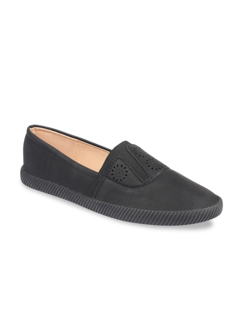 

Flat n Heels Women Black Slip-On Sneakers
