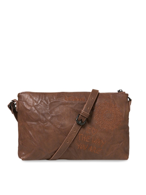 

Desigual Brown Self Design Sling Bag