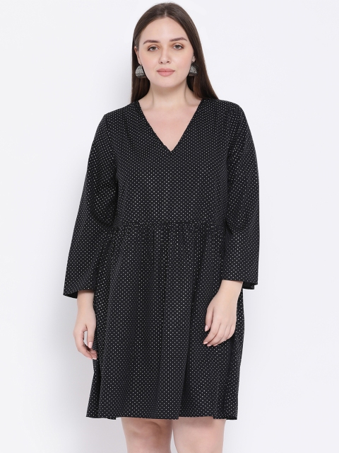 

Oxolloxo Women Black Printed A-Line Dress