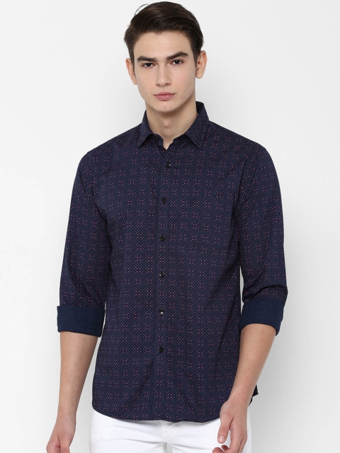 

Allen Solly Men Navy Blue & Pink Slim Fit Printed Casual Shirt