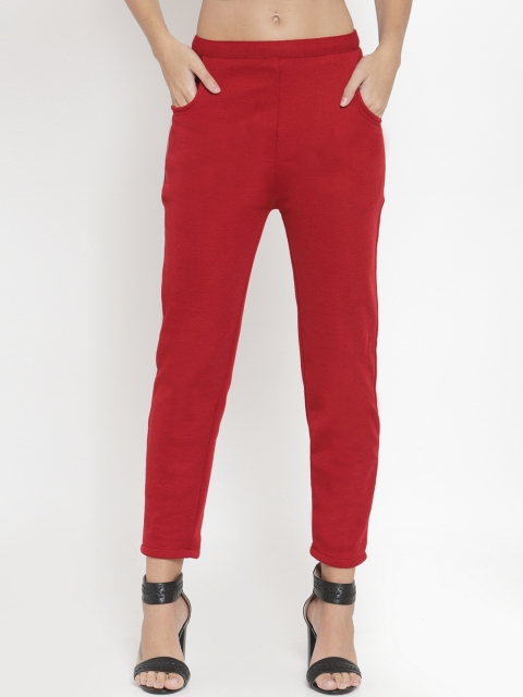 

Clora Creation Women Red Regular Fit Solid Woollen Regular Trousers
