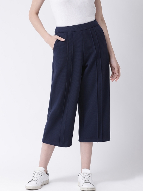 

Leo Sansini Women Navy Blue Solid Flared Parallel Trousers