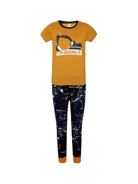 

Punkster Boys Yellow Printed Night suit