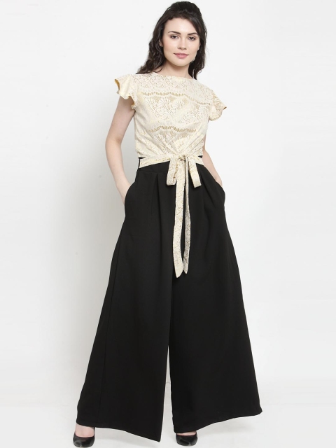 

Just Wow Women Black Self Design Basic Jumpsuit