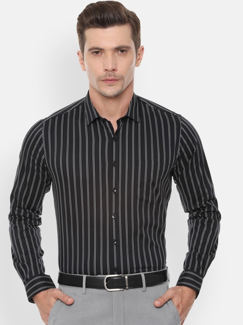 

Van Heusen Men Black & White Slim Fit Striped Formal Shirt