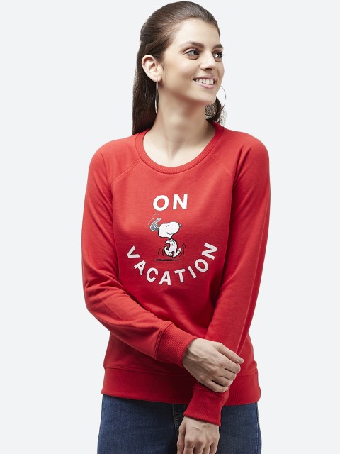 

Free Authority Peanuts Print Red Sweatshirt for Women