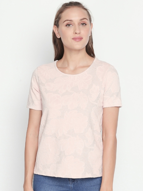 

Forever Glam by Pantaloons Women Peach-Coloured Self Design Top