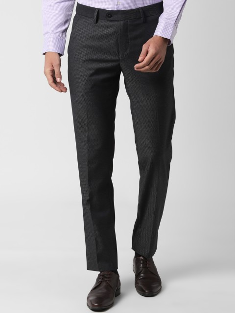 

Peter England Men Black Slim Fit Solid Formal Trousers