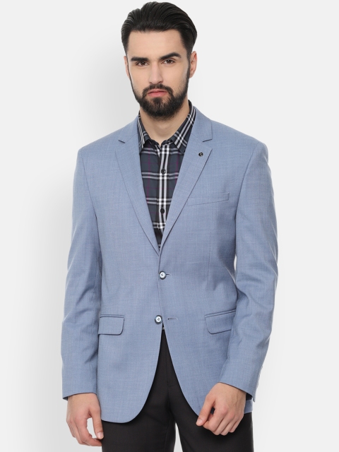 

Van Heusen Men Blue Self-Design Slim-Fit Single-Breasted Blazer