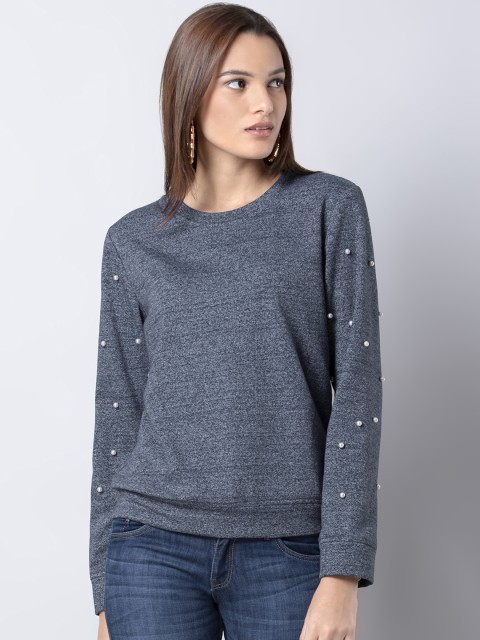 

FabAlley Women Blue Solid Sweatshirt