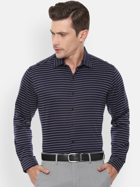 

Van Heusen Men Navy Blue & White Slim Fit Striped Formal Shirt