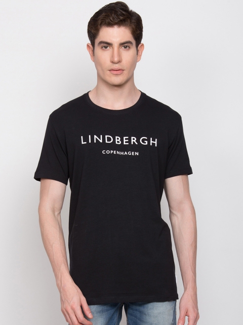 

LINDBERGH Men Black Printed Slim Fit Round Neck T-shirt