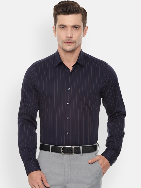 

Van Heusen Men Navy Blue Slim Fit Striped Formal Shirt