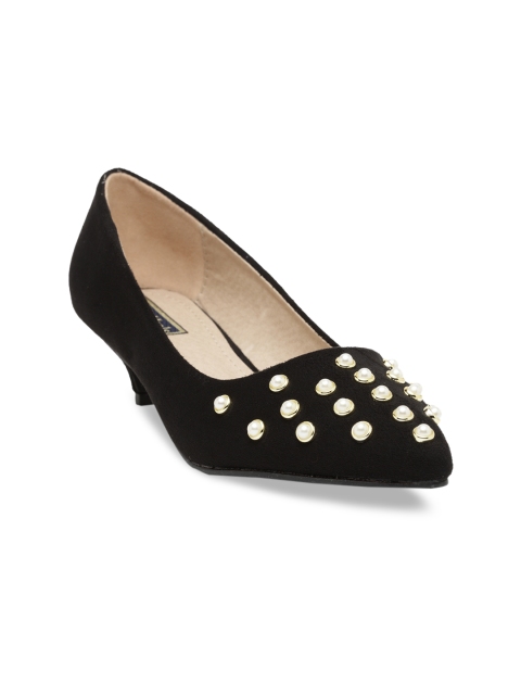 

Flat n Heels Women Black Embellished Pumps