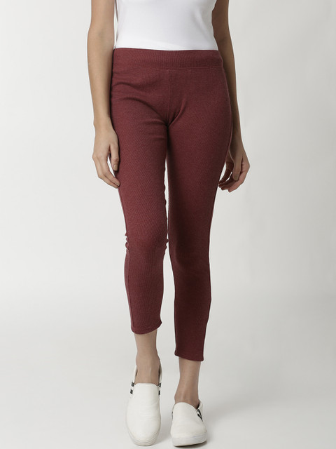

De Moza Women Maroon Solid Skinny-Fit Leggings