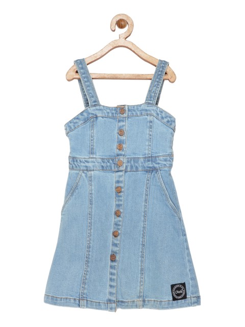 

Olele Girls Denim Blue Fit and Flare Denim Dress