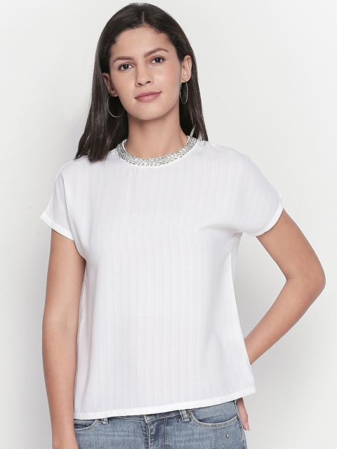 

Forever Glam by Pantaloons Women White Solid Top
