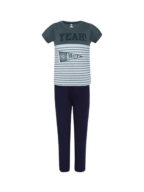

Punkster Boys Black & Grey Colourblocked Night suit