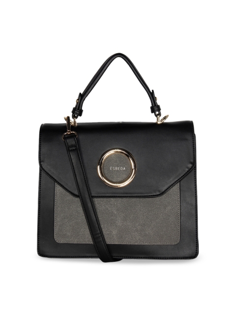 

ESBEDA Black & Grey Colourblocked Handheld Bag