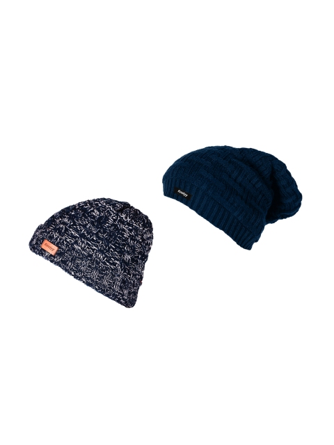 

Knotyy Men Pack of 2 Wool Blend Beanies, Navy blue