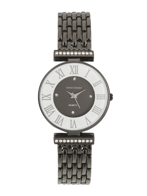 

Swiss Design Women Black & Silver-Toned Analogue Watch SDWatch-902-IPB