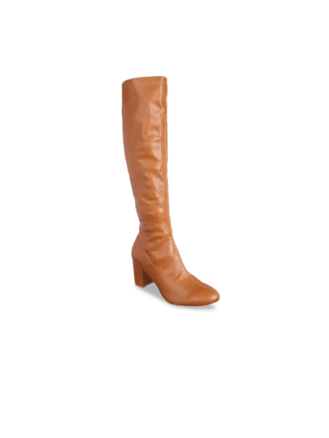 

Flat n Heels Women Tan Solid Heeled Boots