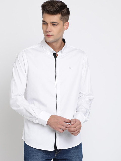 

TED HARBOR Men White Slim Fit Solid Casual Shirt