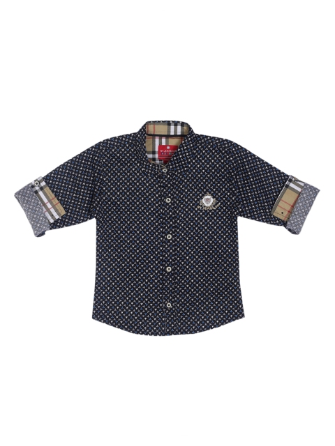 

Noddy Boys Black & Blue Regular Fit Printed Casual Shirt