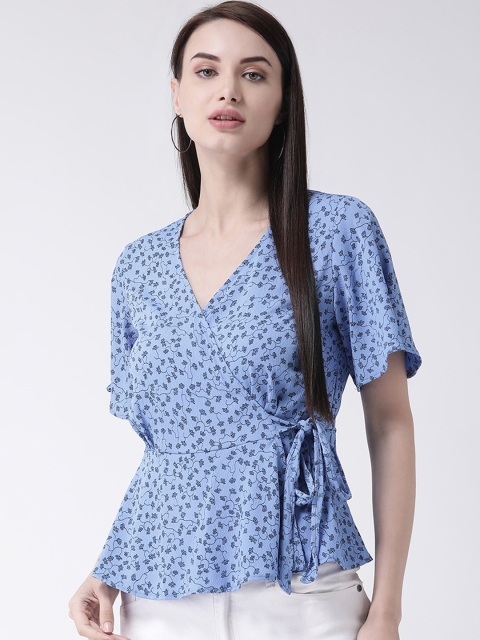 

Leo Sansini Women Blue Printed Wrap Top