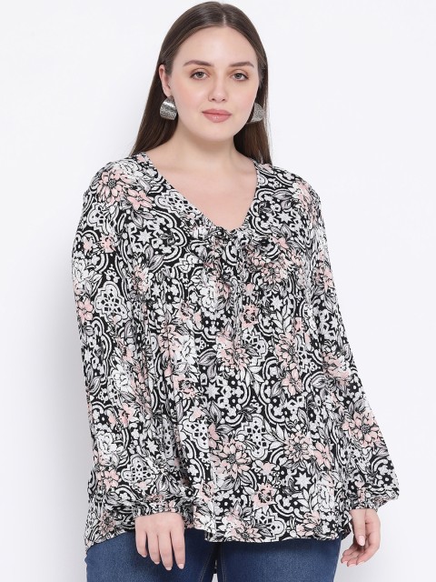 

Oxolloxo Women Black Printed High-Low Top