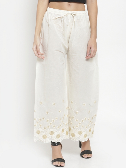 

Clora Creation Women Off-White Solid Straight Palazzos