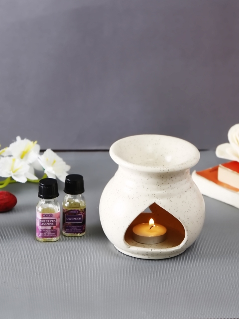 

HOSLEY White Ceramic Tea Light Oil Warmer With Essential Oil Burner Diffuser & Fragrance Oils
