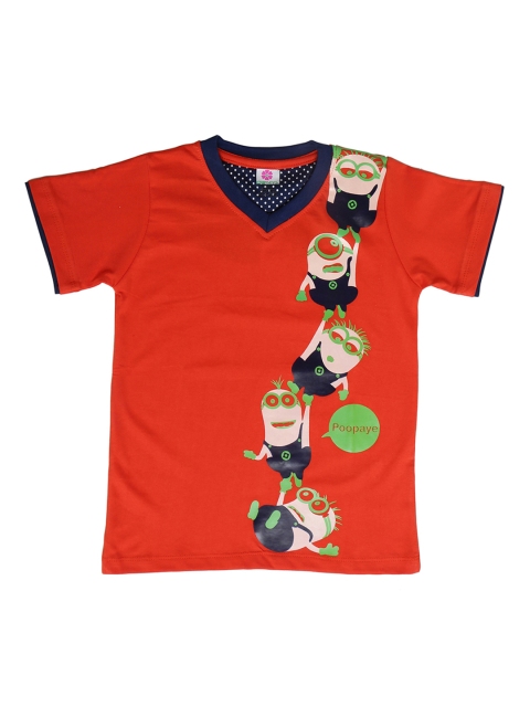 

Chipbeys Boys Red Printed V-Neck T-shirt