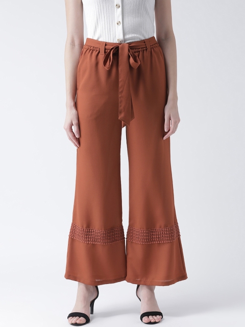 

Texco Women Rust Brown Solid Straight Palazzos