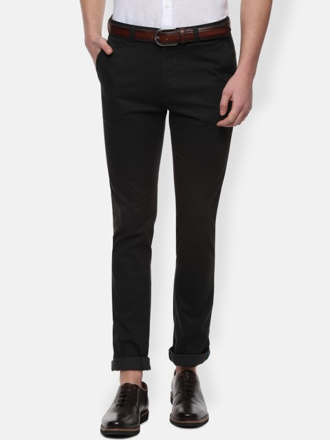 

V Dot Men Black Slim Fit Self Design Regular Trousers
