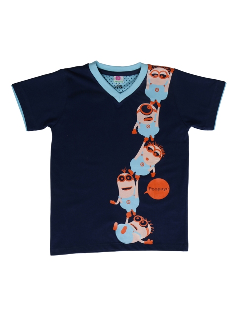 

Chipbeys Boys Navy Blue Printed V-Neck T-shirt