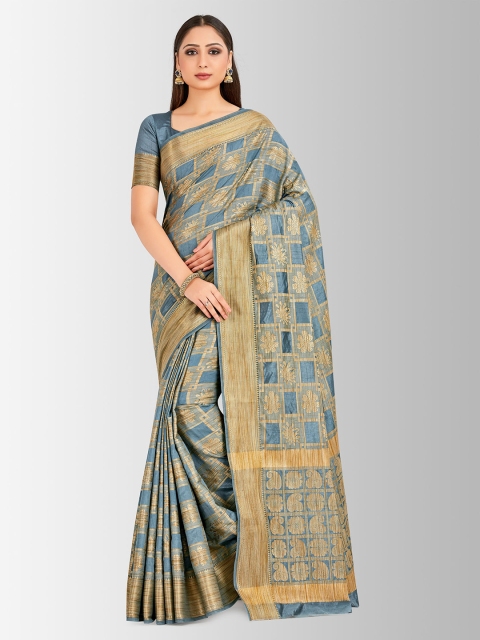 

MIMOSA Grey & Beige Art Silk Woven Design Banarasi Saree