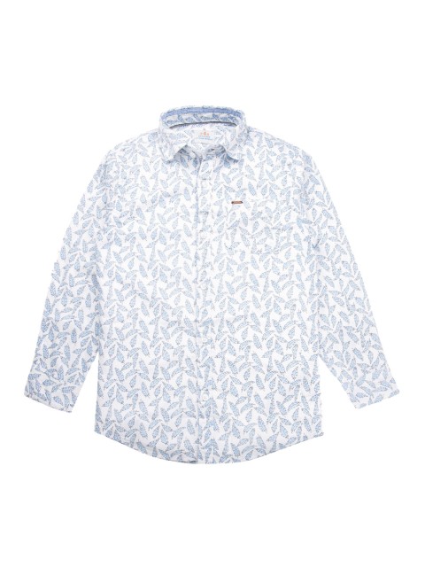 

F4B Boys White & Blue Regular Fit Printed Casual Shirt