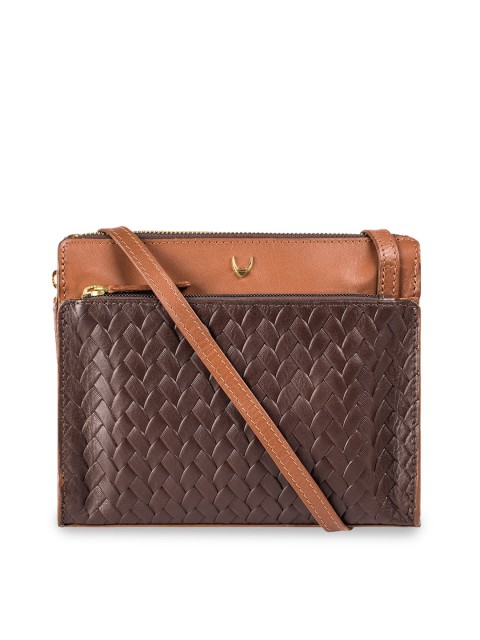 

Hidesign Brown Textured Leather Sling Bag