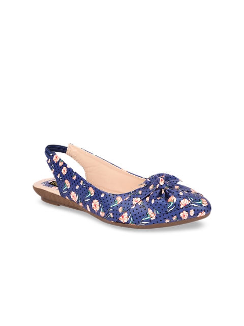 

Shoetopia Women Blue Printed Ballerinas