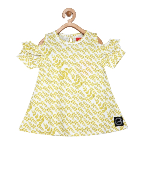 

Olele Girls Yellow Printed A-Line Top